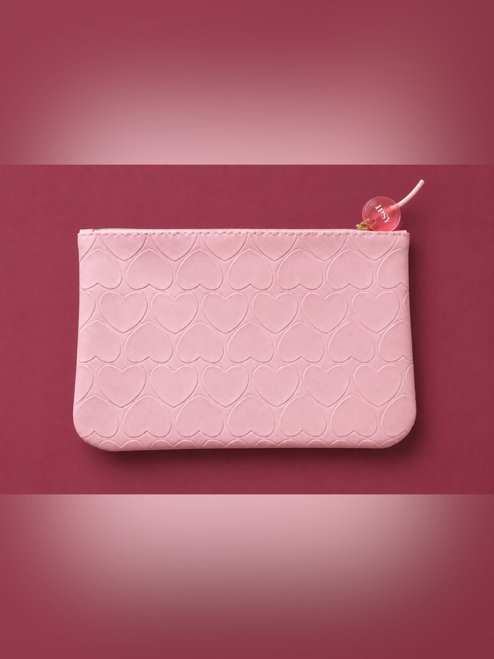 IPSY Pink Heart Embossed Makeup Bag / Cosmetic Pouch - Picture 2 of 6